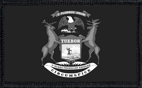 Michigan State Flag Black and White
