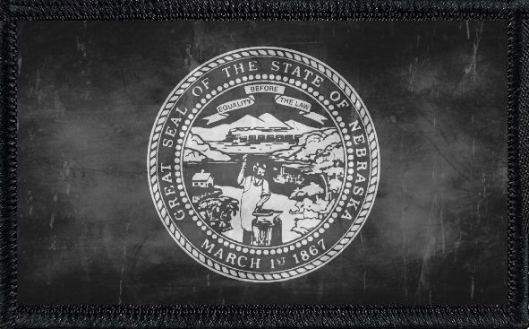 Nebraska State Flag Black and White Distressed