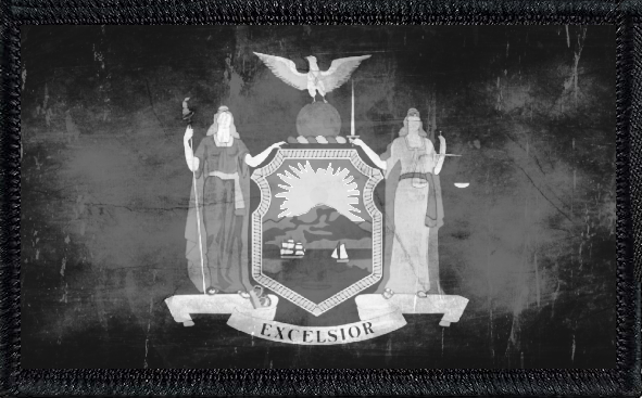 New York State Flag Black and White Distressed