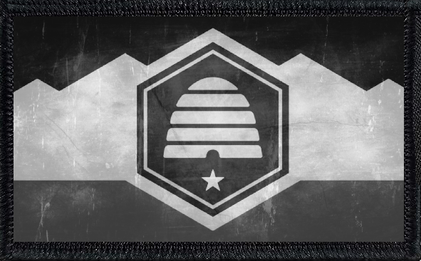 Utah State Flag Black and White Distressed