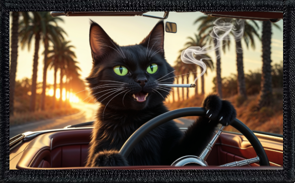 Smoking Cat Driving