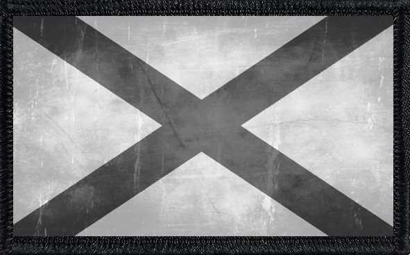 Alabama State Flag Black and White Distressed