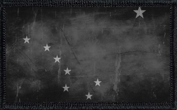 Alaska State Flag Black and White Distressed