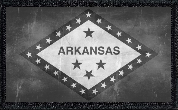 Arkansas State Flag Black and White Distressed