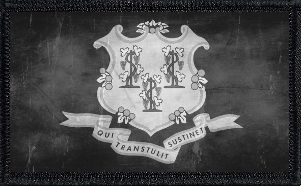 Connecticut State Flag Black and White Distressed