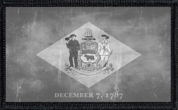 Delaware State Flag Black and White Distressed