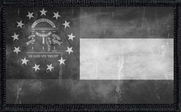 Georgia State Flag Black and White Distressed