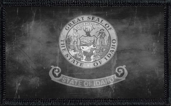 Idaho State Flag Black and White Distressed