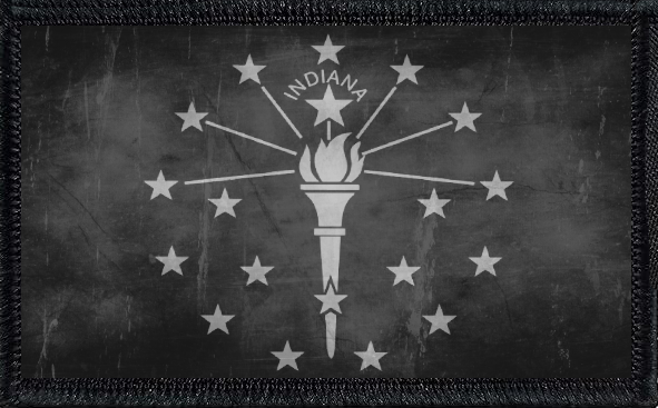 Indiana State Flag Black and White Distressed