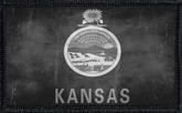 Kansas State Flag Black and White Distressed