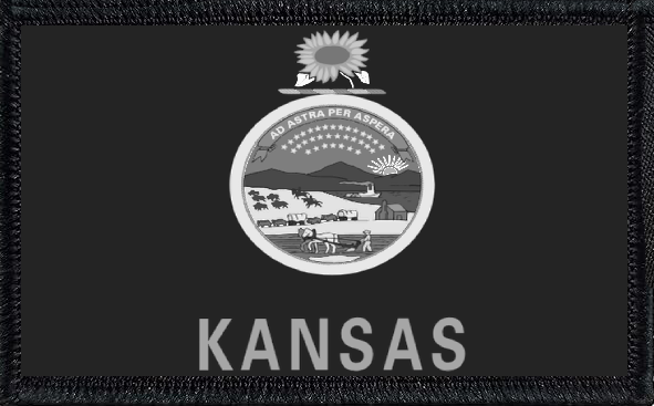 Kansas State Flag Black and White