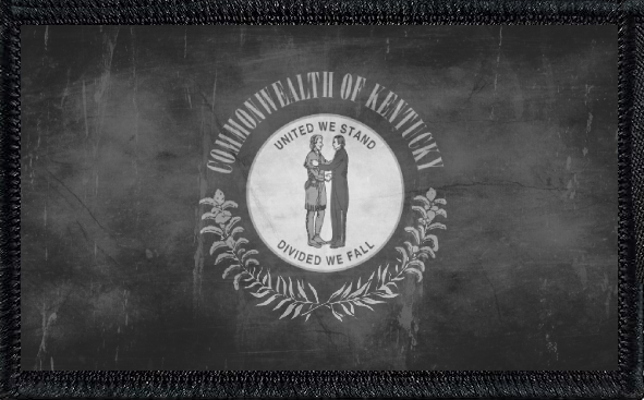 Kentucky State Flag Black and White Distressed