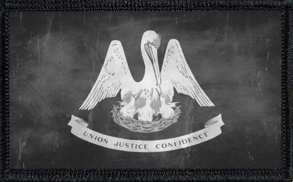 Louisiana State Flag Black and White Distressed