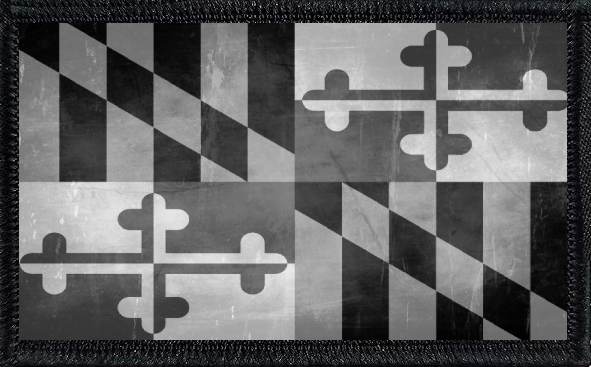 Maryland State Flag Black and White Distressed