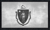 Massachusetts State Flag Black and White Distressed