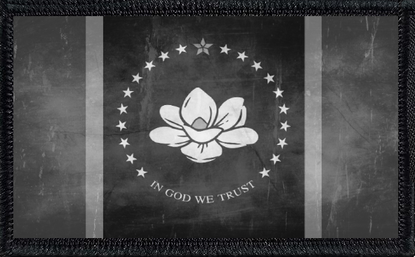 Mississippi State Flag Black and White Distressed