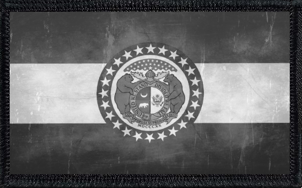 Missouri State Flag Black and White Distressed