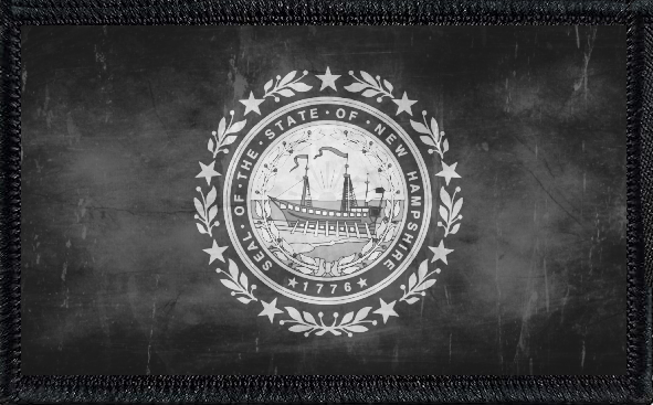New Hampshire State Flag Black and White Distressed