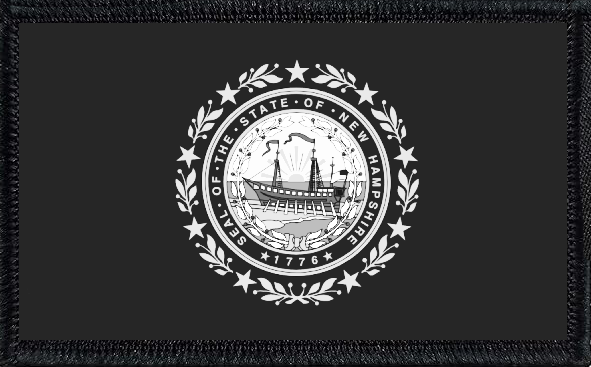 New Hampshire State Flag Black and White