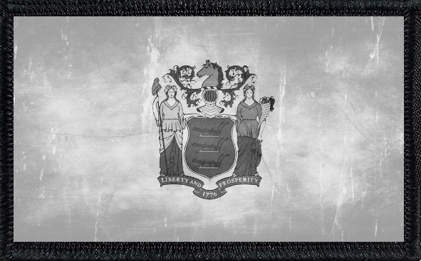New Jersey State Flag Black and White Distressed