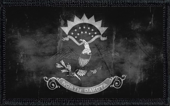 North Dakota State Flag Black and White Distressed