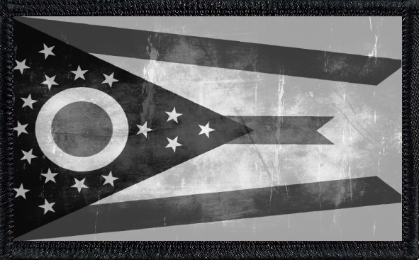 Ohio State Flag Black and White Distressed