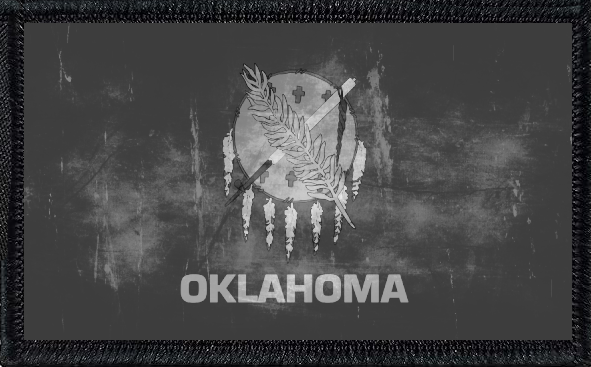 Oklahoma State Flag Black and White Distressed