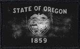 Oregon State Flag Black and White Distressed
