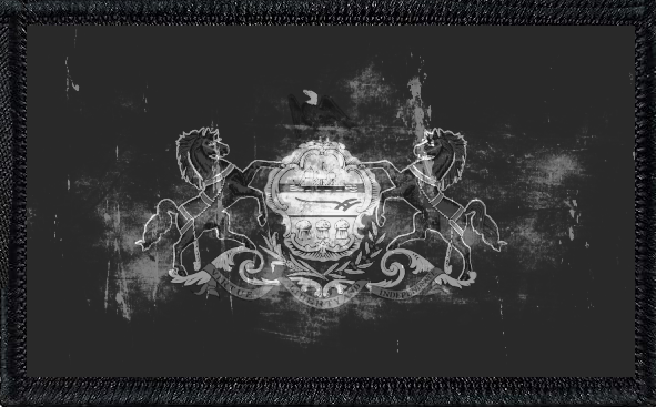 Pennsylvania State Flag Black and White Distressed