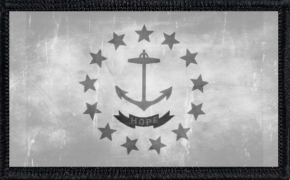 Rhode Island State Flag Black and White Distressed
