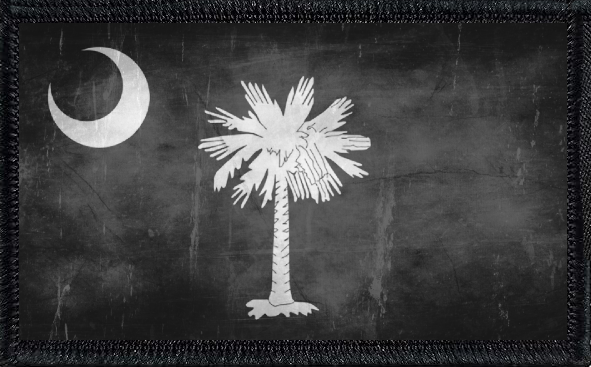 South Carolina State Flag Black and White Distressed