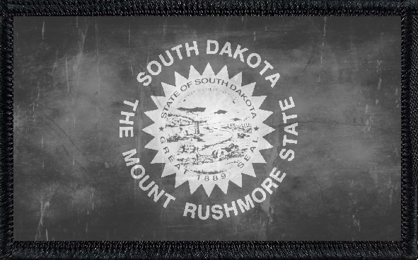 South Dakota State Flag Black and White Distressed