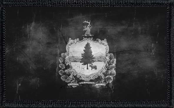 Vermont State Flag Black and White Distressed