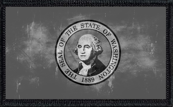 Washington State Flag Black and White Distressed