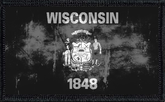 Wisconsin State Flag Black and White Distressed