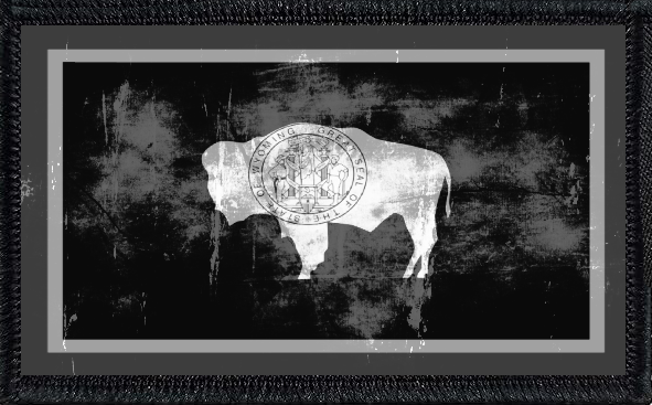 Wyoming State Flag Black and White Distressed