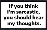 If you think I’m sarcastic, you should hear my thoughts.