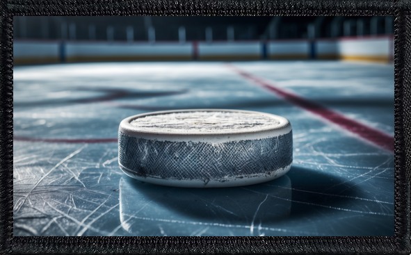 Hockey Puck On Ice Rink
