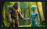 Bigfoot Shaking Hands With Aliens